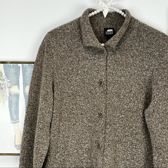 EILEEN FISHER BOUCLAY BUTTON FRONT CARDIGAN SZ M EUC - Picture 9 of 10